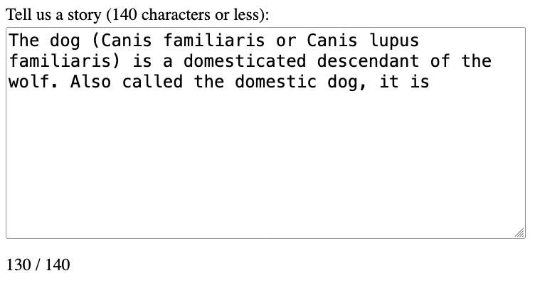 Example of a text area counter